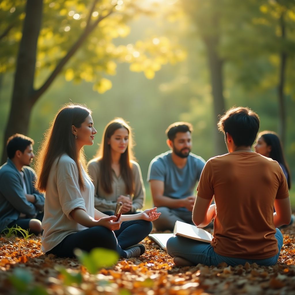 İnsanlar meditasyon yaparken